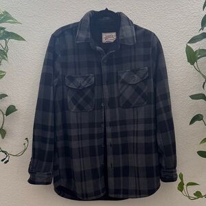 Boston Traders Men’s Gray Black Plaid Sherpa Lined Flannel Jacket Size S